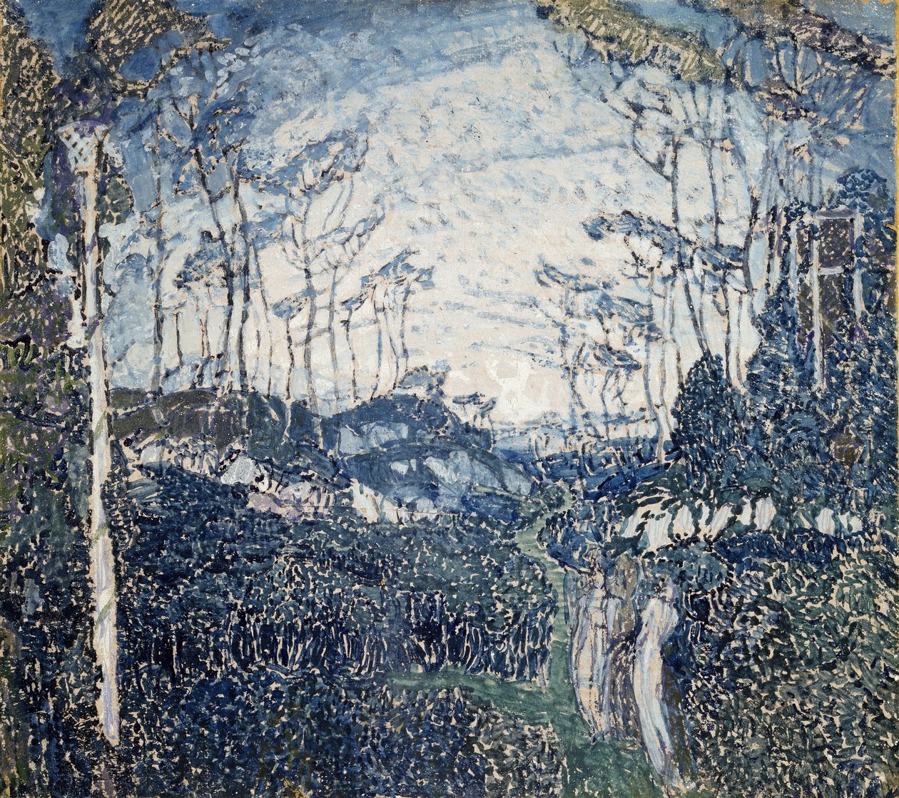 ""In A Park"" Gouache-maleri af Alexander Yakovlevich Golovin (Alexander Golovin) (1863-1930) Circa 1900 State Art Museum, Samara af Aleksandr Jakovlevic Golovin