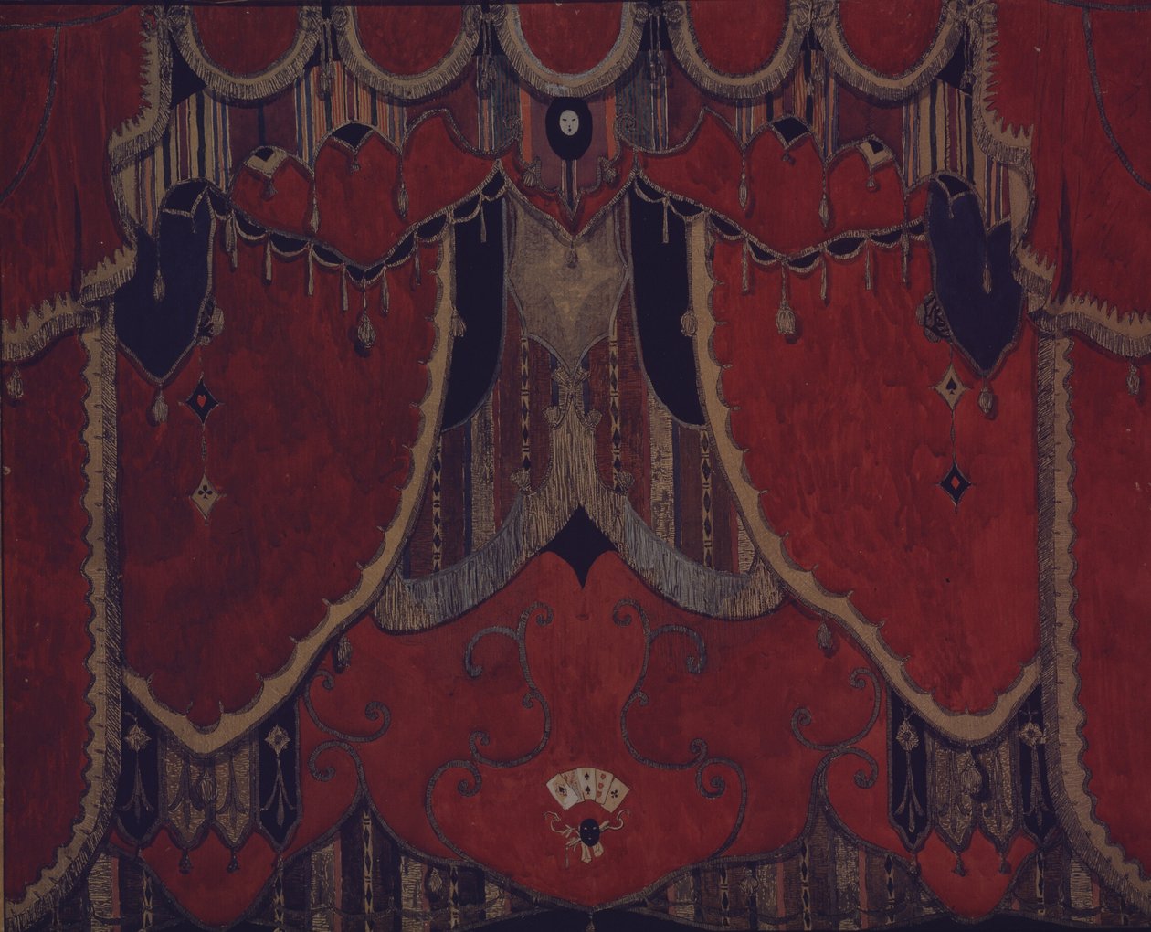 Design af hovedgardin til teaterstykket Maskeraden af M. Lermontov, 1917 af Aleksandr Jakovlevic Golovin