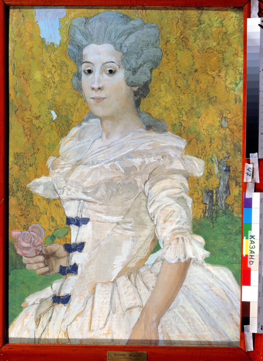 ""Portrait de marquise"" Peinture af Alexander Yakovlevich Golovin (Alexandre Golovine) (1863-1930) 1908 Statens kunstmuseum i Tatarstan, Kazan af Aleksandr Jakovlevic Golovin