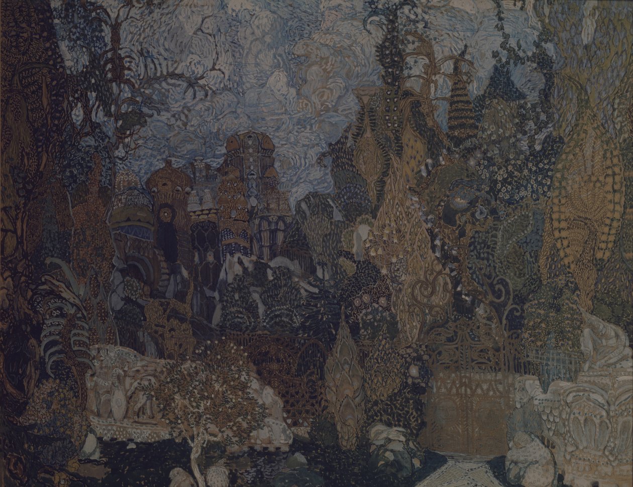 Scenedesign til balletten Ildfuglen af I. Stravinsky, 1910 af Aleksandr Jakovlevic Golovin