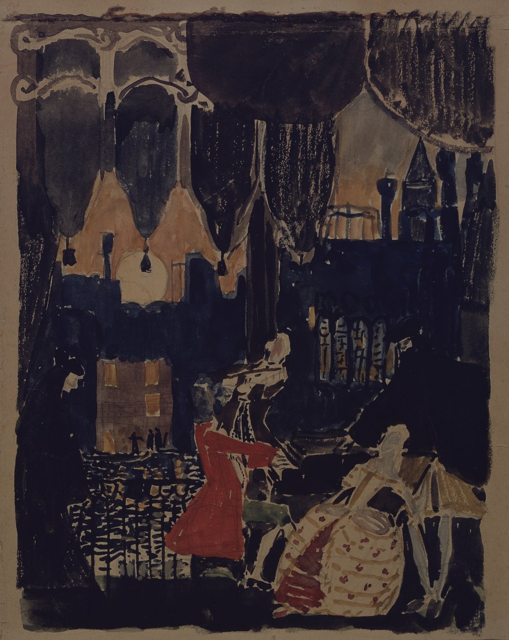 Scenedesign til operaen Mozart og Salieri af N. Rimski-Korsakov, 1902 af Aleksandr Jakovlevic Golovin