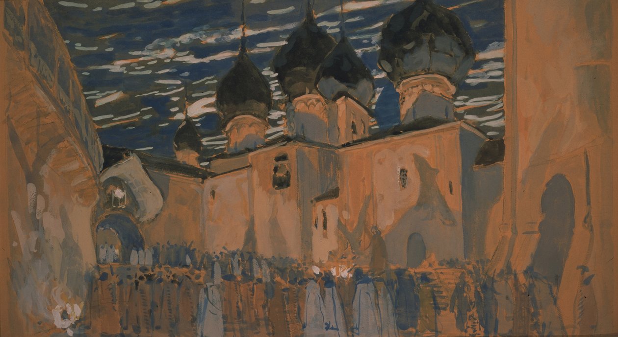 Scenedesign til operaen Pskov Jomfruen af N. Rimsky-Korsakov, 1901 af Aleksandr Jakovlevic Golovin