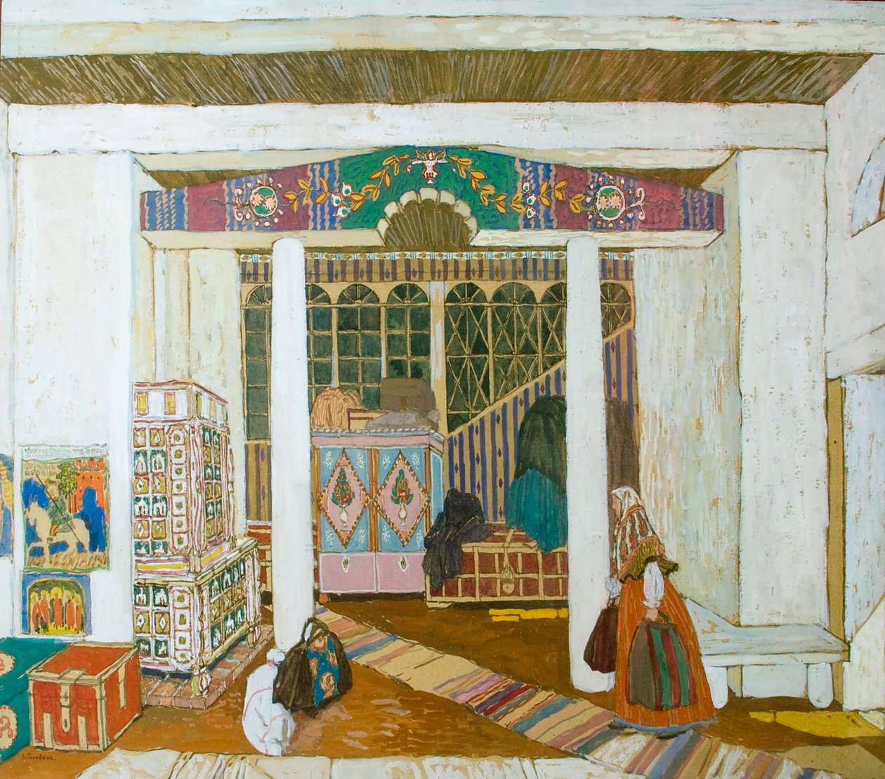 Scenedesign til skuespillet Stormen, af Alexander Ostrovsky, 1916. af Aleksandr Jakovlevic Golovin