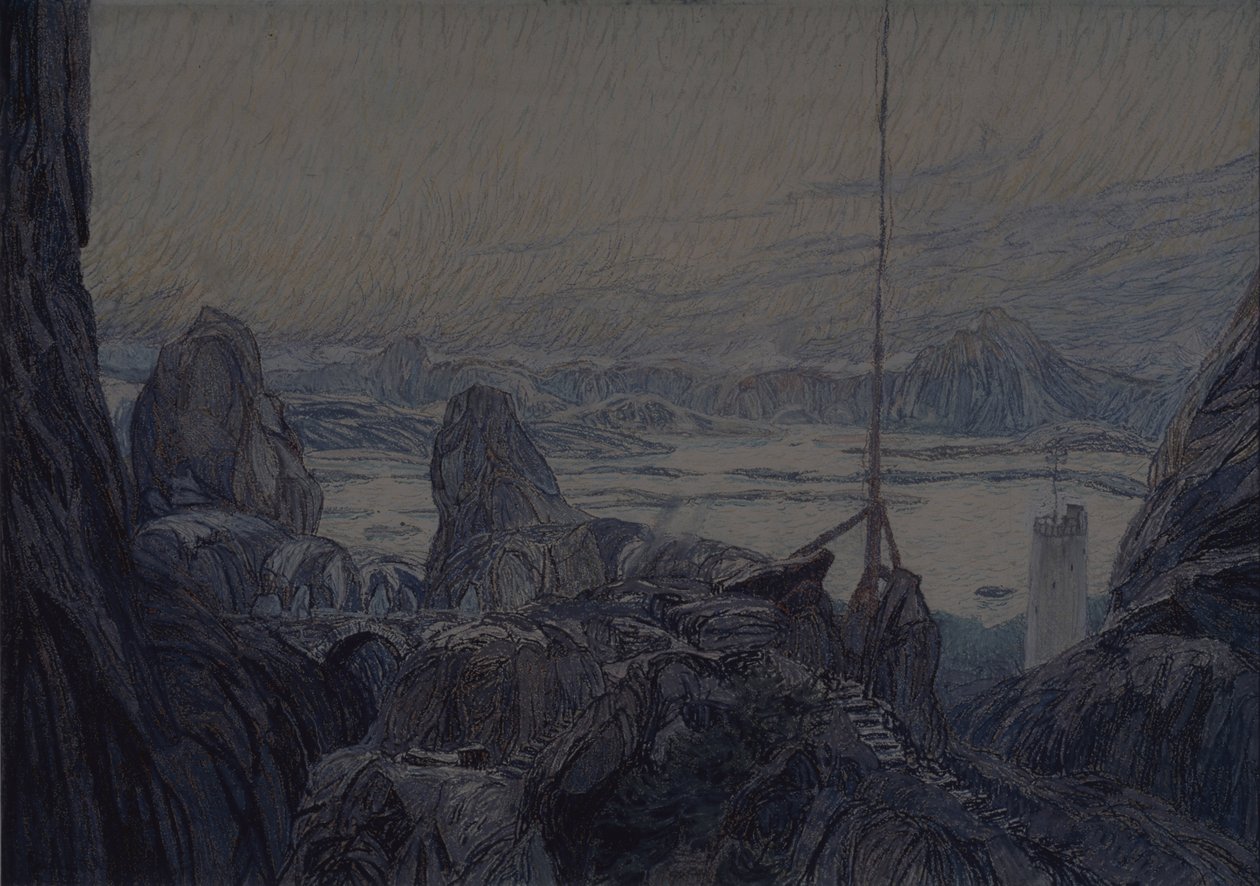 Scenografi til teaterstykket Fruen fra havet af H. Ibsen, 1905 af Aleksandr Jakovlevic Golovin