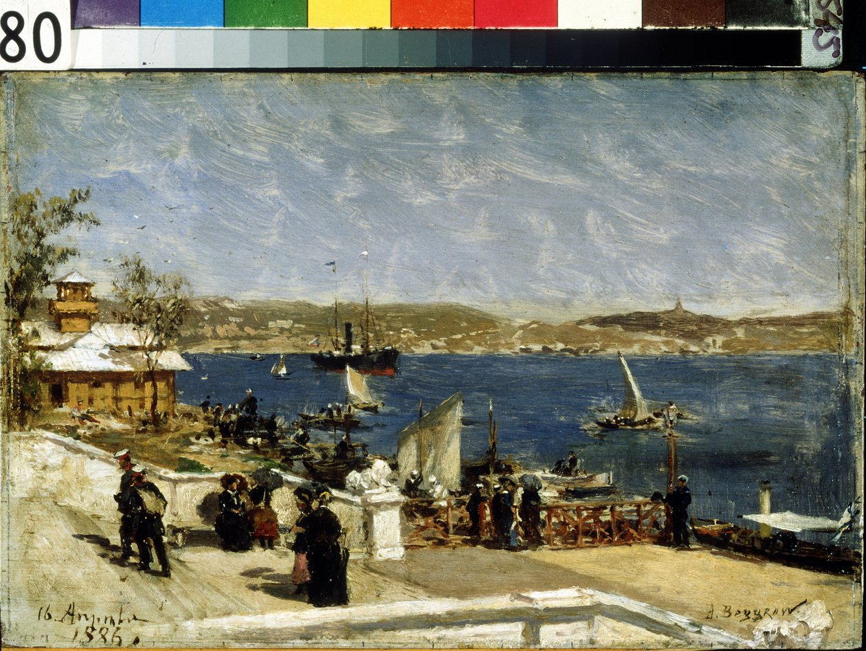 Promenade på kysten i Sevastopol (Shore promenade i Sevastopol). Maleri af Alexander Karlovich Beggrov (1841-1914). Olie på lærred af Aleksandr Karlovich Beggrov