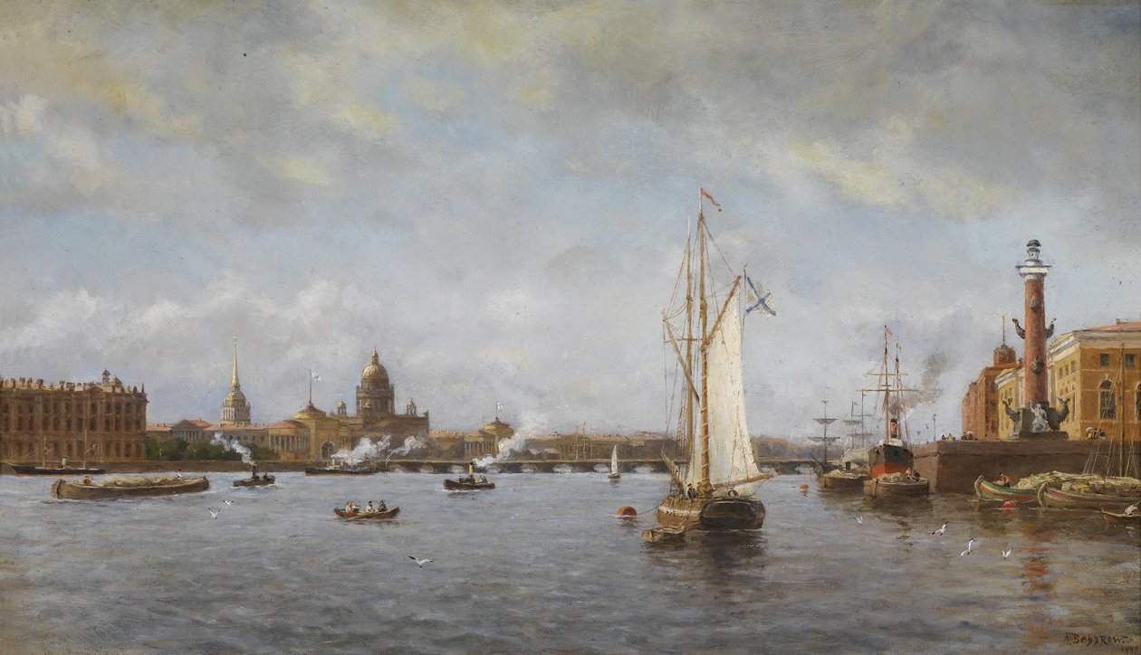 Udsigt over Neva ved Vasilyevsky Island, 1898 af Aleksandr Karlovich Beggrov