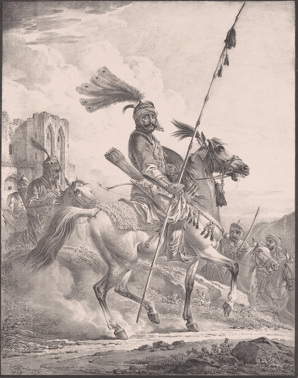 Kurder i militær rustning til hest, 1819., 1819. af Aleksandr Orlovsky