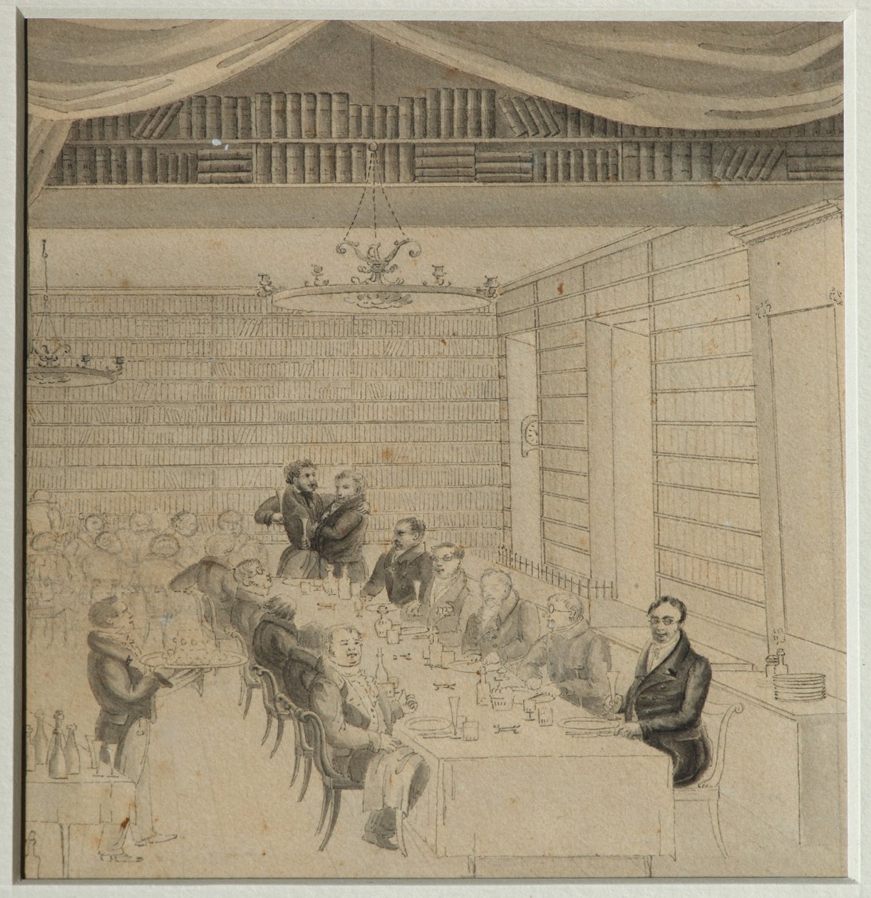 Litterær fest i Aleksander Smirdins boghandel, 1832 af Aleksandr Pavlovich Bryullov