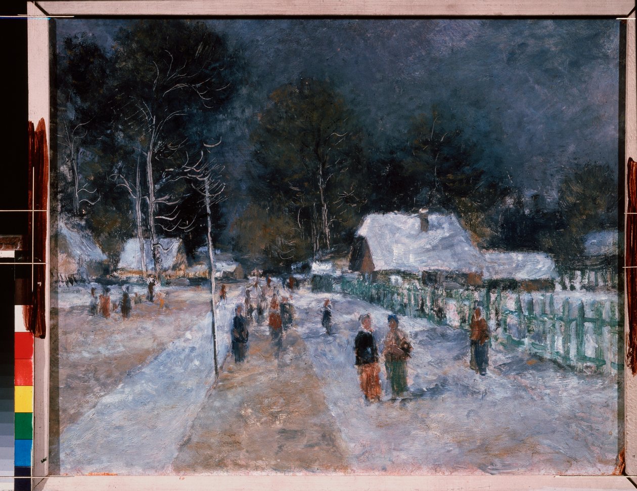 Vinter. Værk af Alexander Vasilyevich Shevchenko (Alexander Shevchenko) (1883-1948), olie på pap af Aleksandr Vasilievich Shevchenko