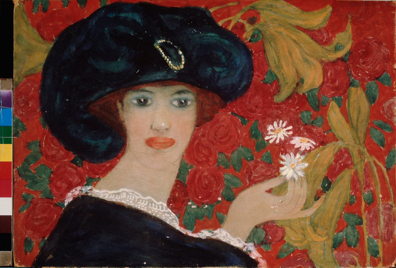 Kameliafruen. Værk af Alexander Vasilyevich Shevchenko (Alexandre Chevtchenko) (1883-1948), akvarel og gouache på pap af Aleksandr Vasilievich Shevchenko