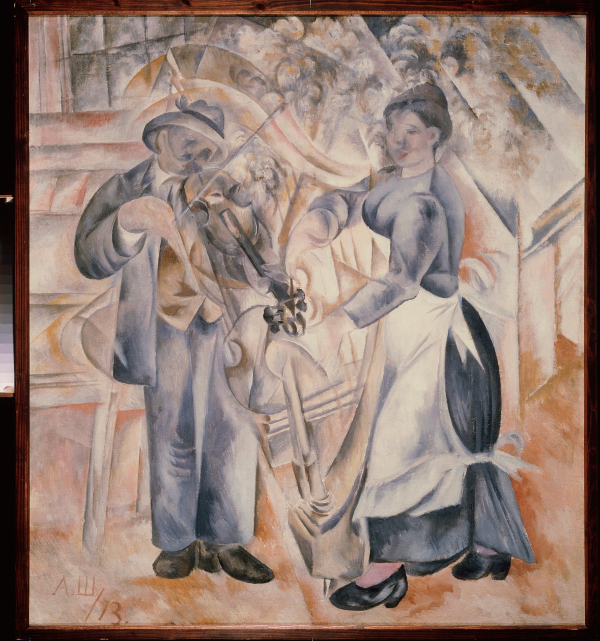 Musikerne. Maleri af Alexander Vasilyevich Shevchenko (Alexander Shevchenko) (1883-1948), olie på lærred af Aleksandr Vasilievich Shevchenko