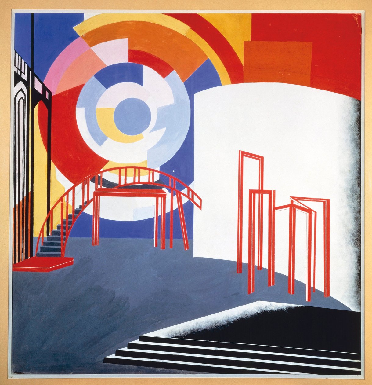 Skitse til et naturskønt design, ca. 1924 (gouache på papir) af Aleksandra Aleksandrovna (1884 1949) Ekster
