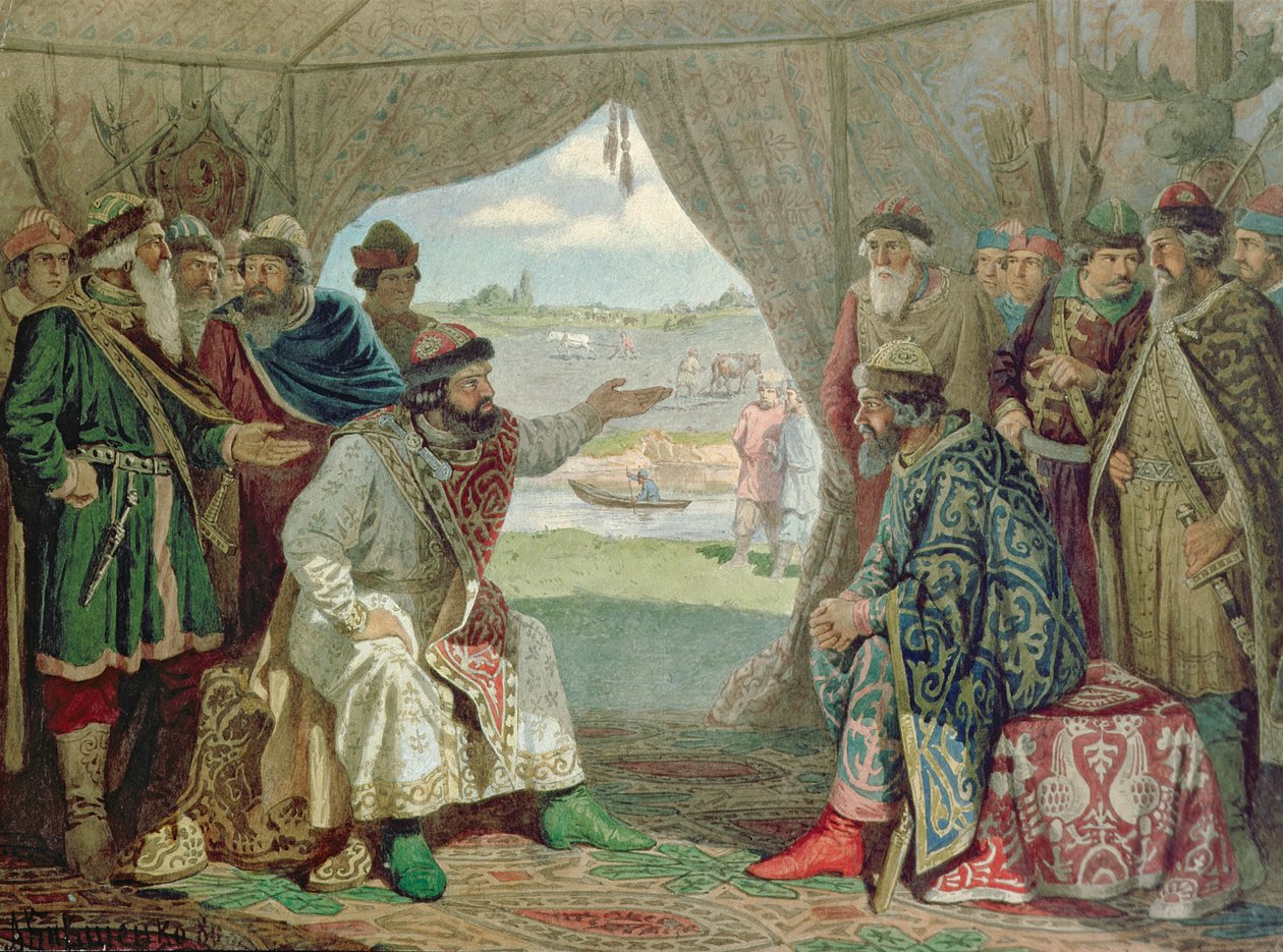 Prinsekonventet med storhertug Vladimir Monomakh II (1053-1125) i Dolob i 1103, 1880 af Aleksei Danilovich Kivshenko