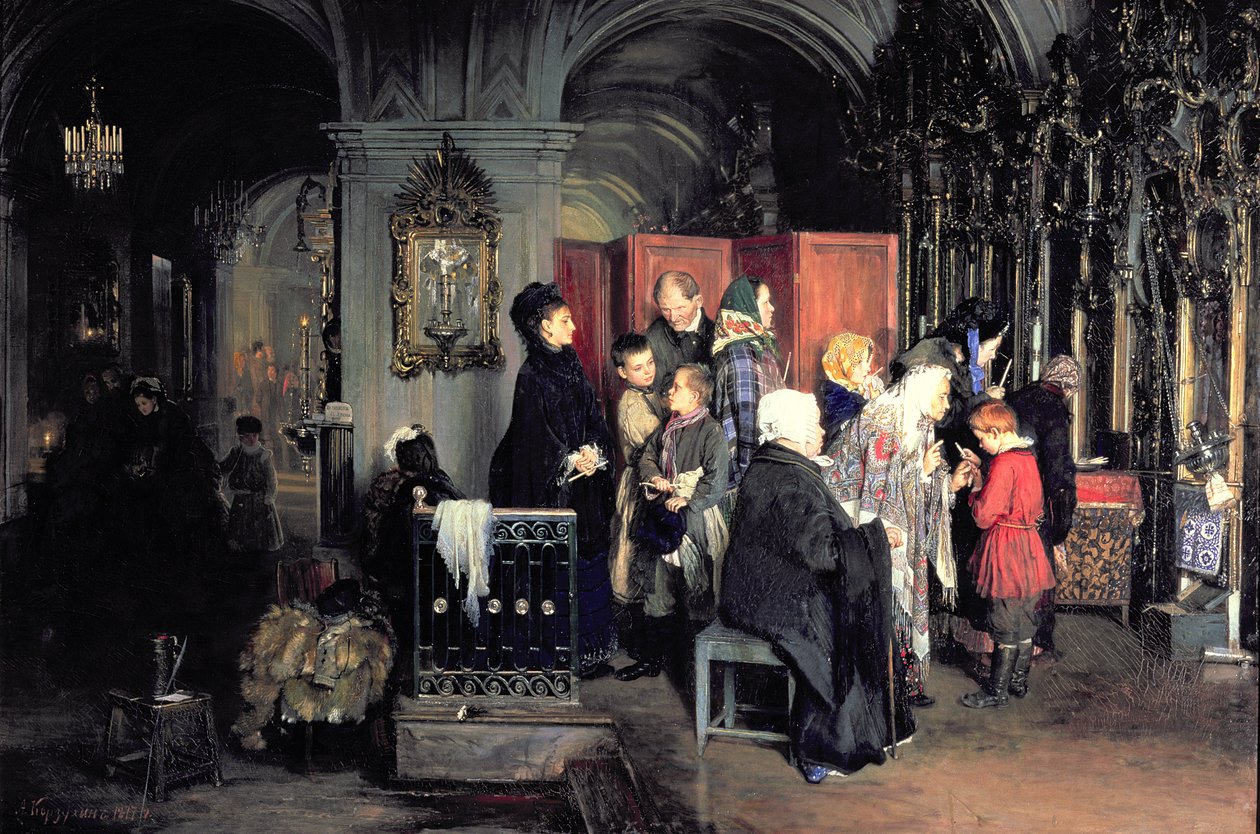 Før skriftemålet, 1877 af Aleksei Ivanovich Korzukhin