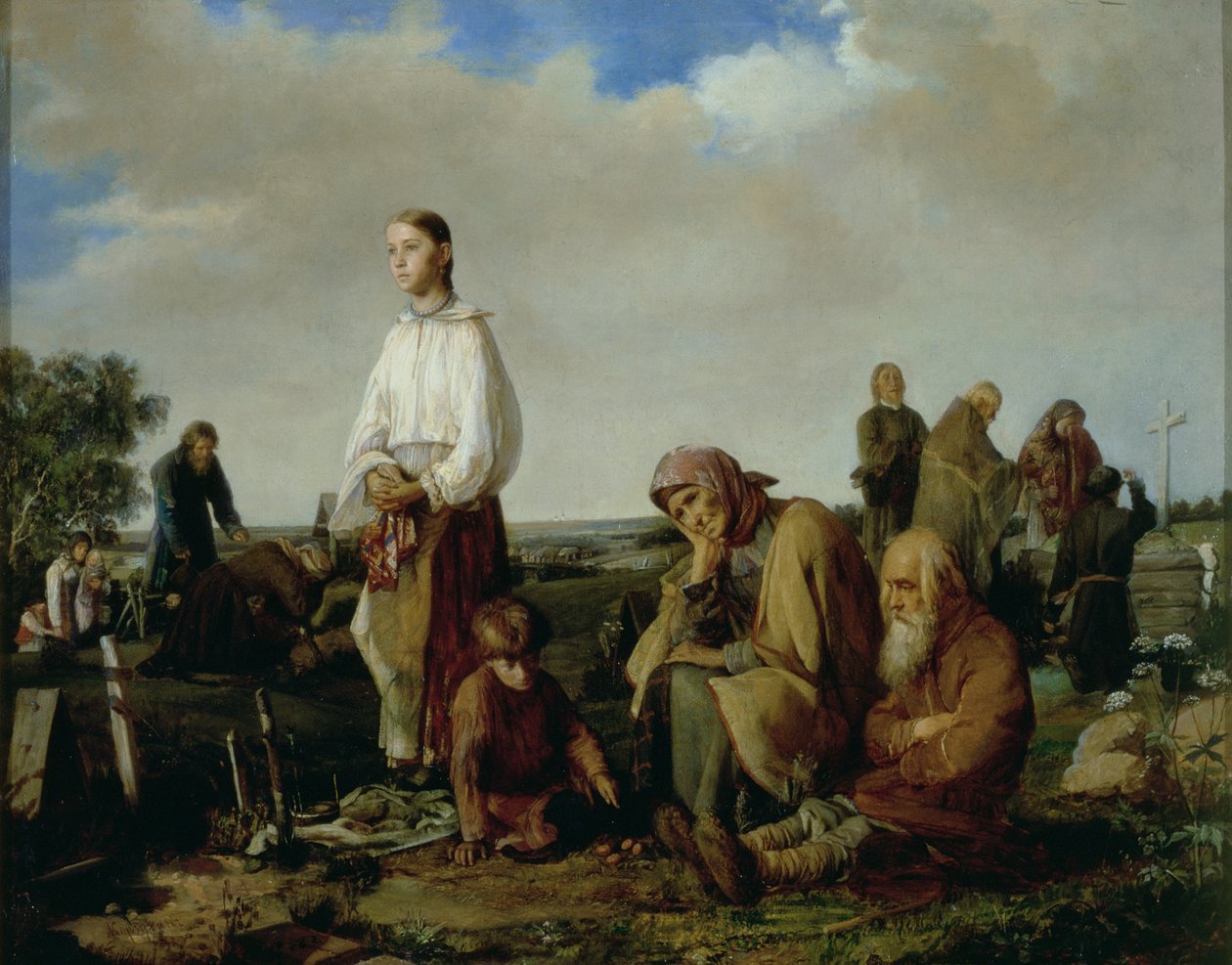 The Wake at the Cemetery, 1865 af Aleksei Ivanovich Korzukhin