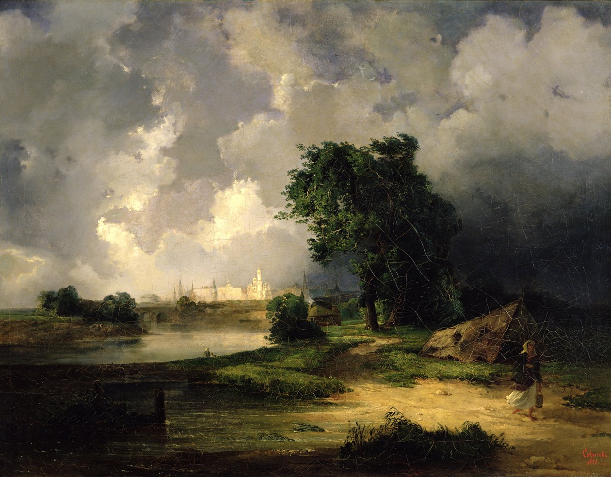 Udsigt over Kreml i dårligt vejr, 1851 af Alexei Kondratjewitsch Sawrassow