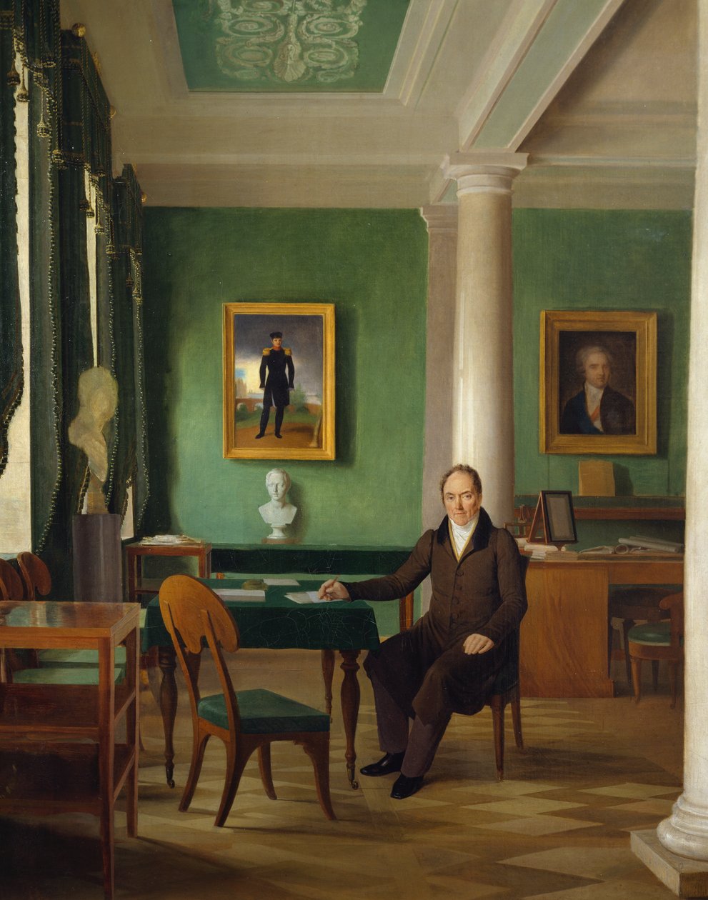 Portræt af prins Viktor Pavlovich Kochubey i hans atelier af Aleksei Gavrilovich Venetsianov