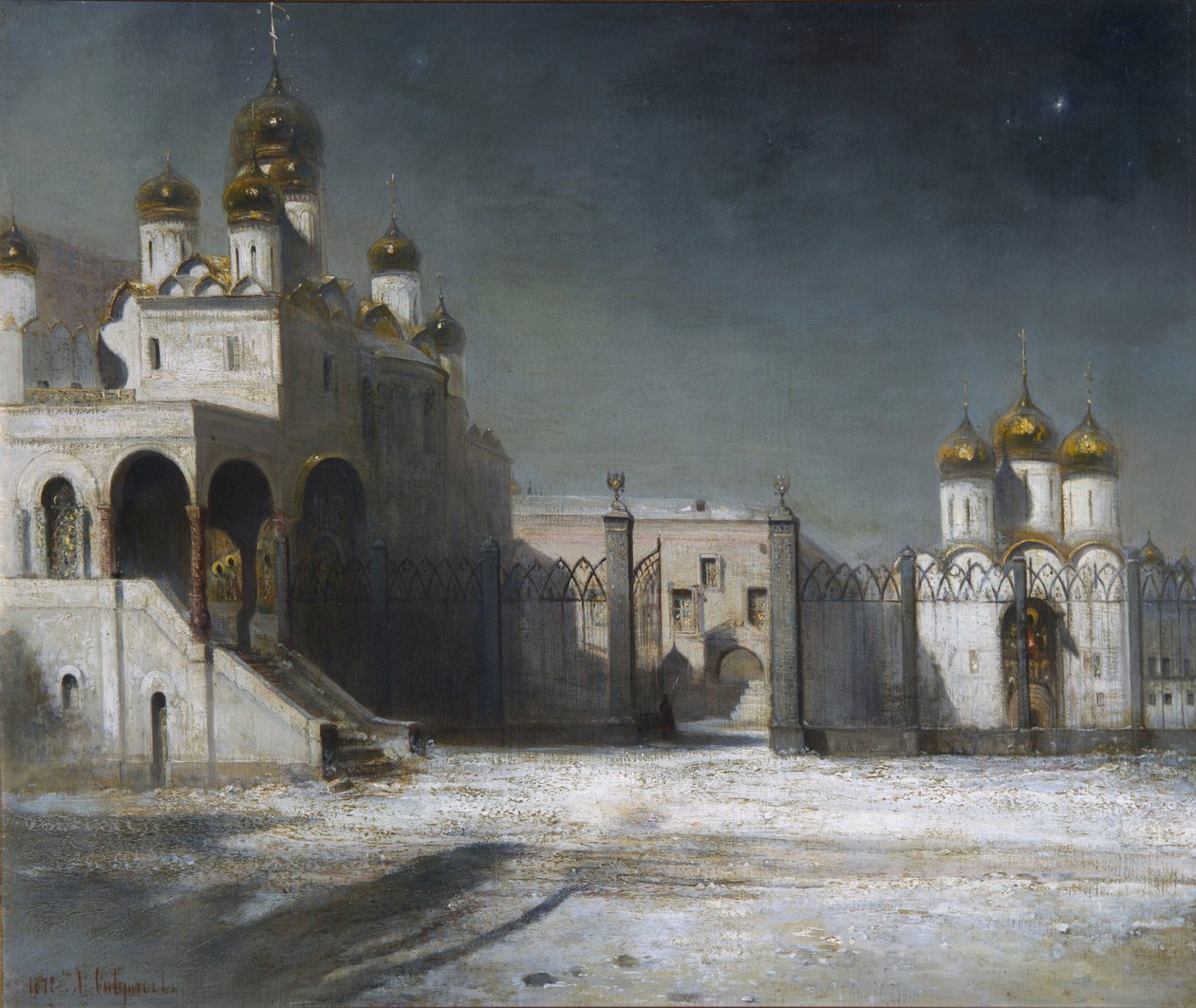 Katedralpladsen i Kreml om natten, 1878 af Alexei Kondratjewitsch Sawrassow