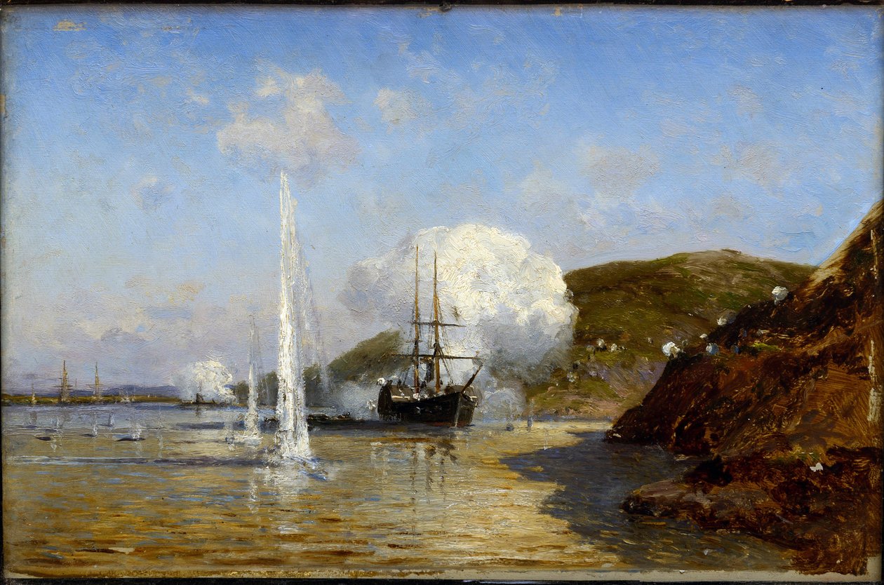 Nikolai Skrydlovs (1844-1918) handling på Donau af Alexei Petrovich Bogolyubov (Bogoliubov eller Bogolioubov) (1824-1896) af Aleksei Petrovich Bogolyubov