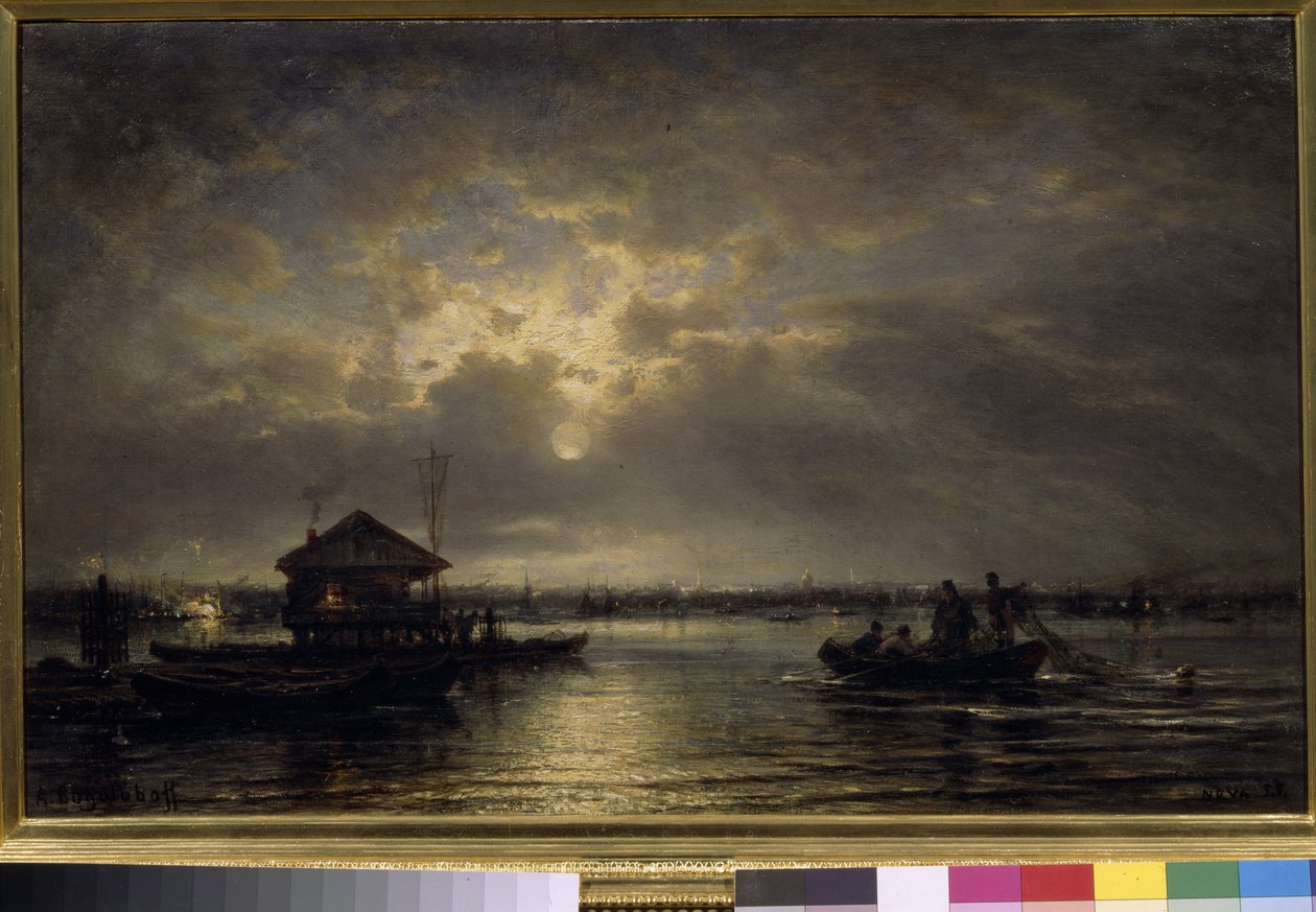 "Summer Night on the Neva" (Summer Night on the Neva) Maleri af Alexei Bogolioubov (Bogolyubov) (1824-1896) Olie på lærred 1875 Dim 48x73,5 cm Stats Tretyakov Gallery, Moskva af Aleksei Petrovich Bogolyubov