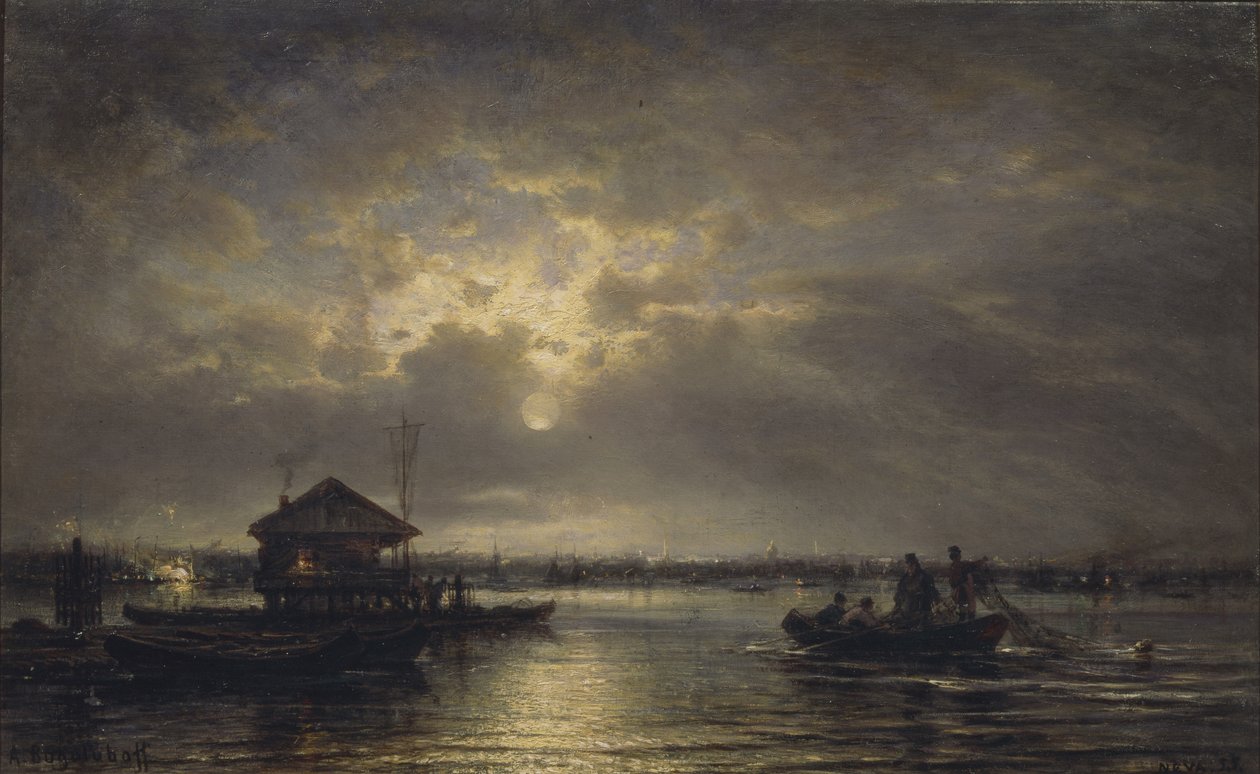 Sommernat på Neva, 1875 af Aleksei Petrovich Bogolyubov