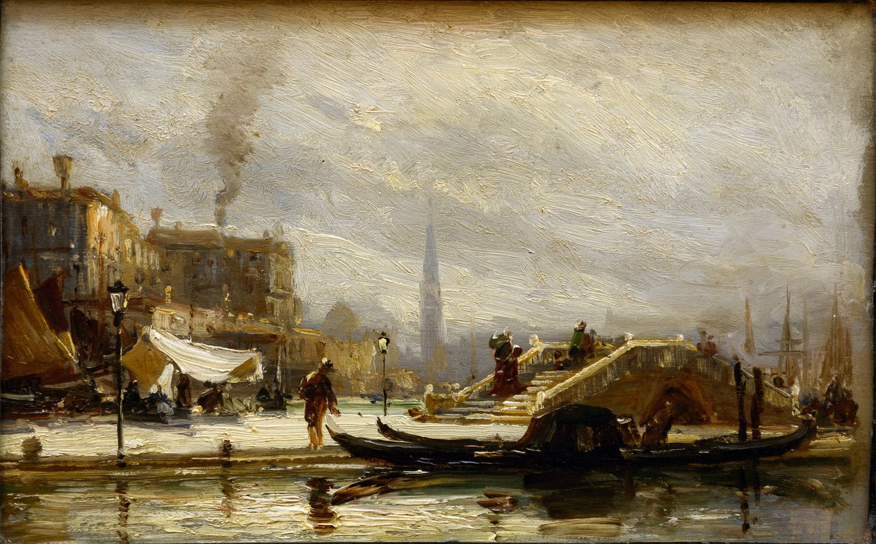 Venedig nær banegården. Noon par Bogolyubov (Bogolioubov), Alexei Petrovich (1824-1896) af Aleksei Petrovich Bogolyubov