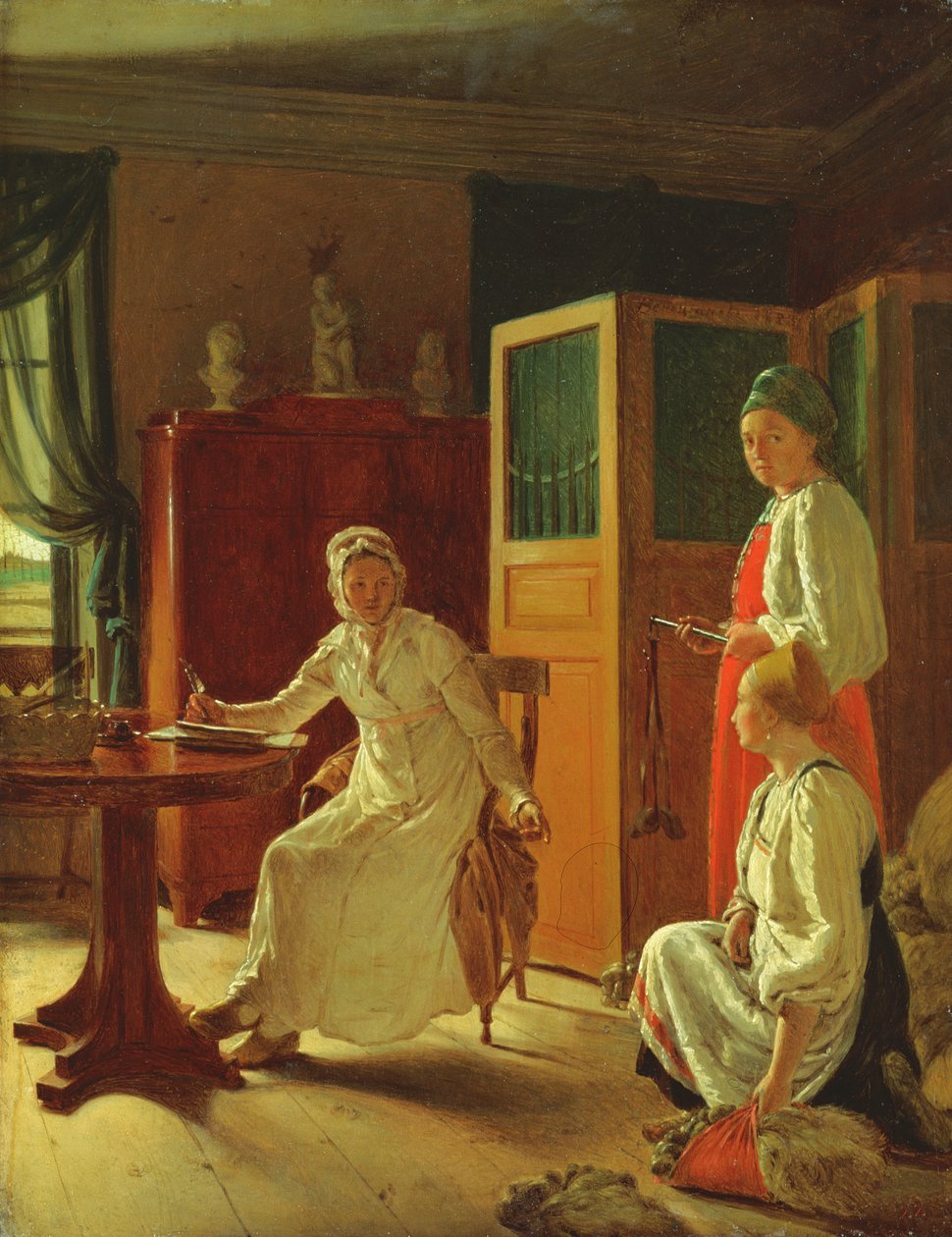 Morning of the Lady of the Manor, 1823 af Aleksei Gavrilovich Venetsianov