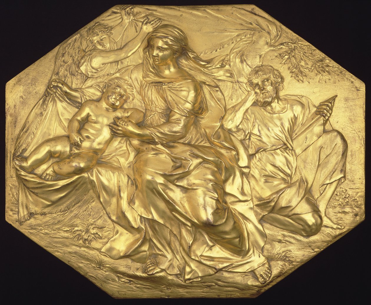 The Rest on the Flight into Egypt, relief, ca. 1635-40 (forgyldt bronze) af Alessandro Algardi