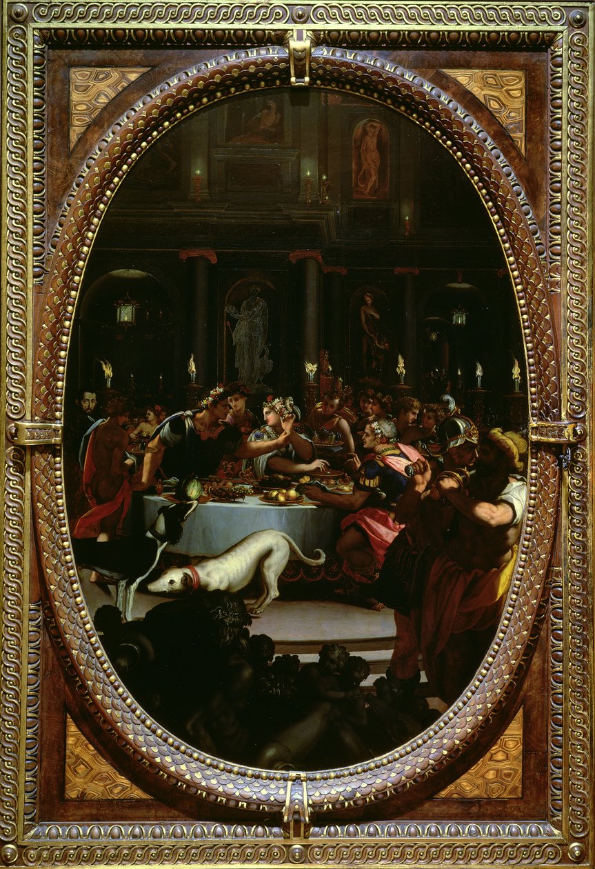 Cleopatras banket, 1572 (skifer) af Alessandro Allori