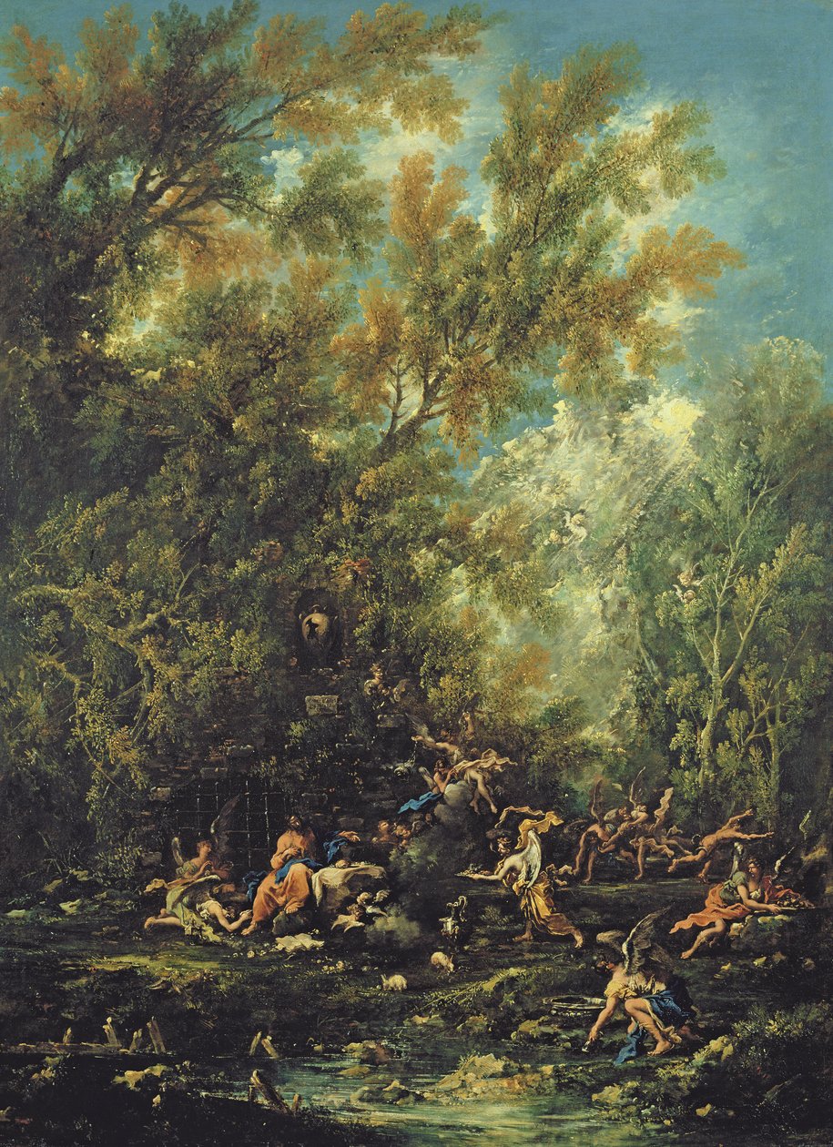 Kristus ledsaget af englene, ca.1725-30 af Alessandro Magnasco