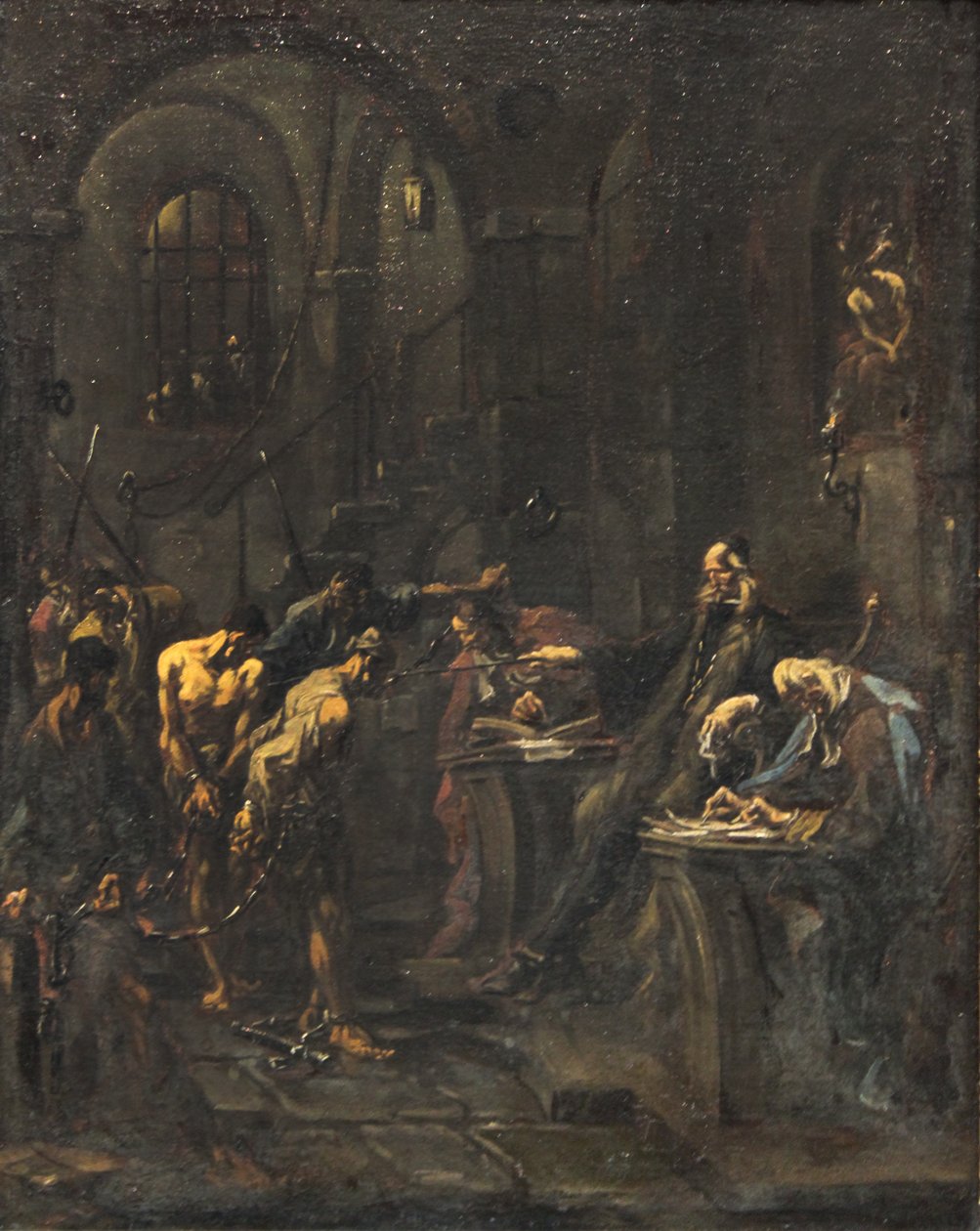 Pinlig afhøring (torturscene) af Alessandro Magnasco