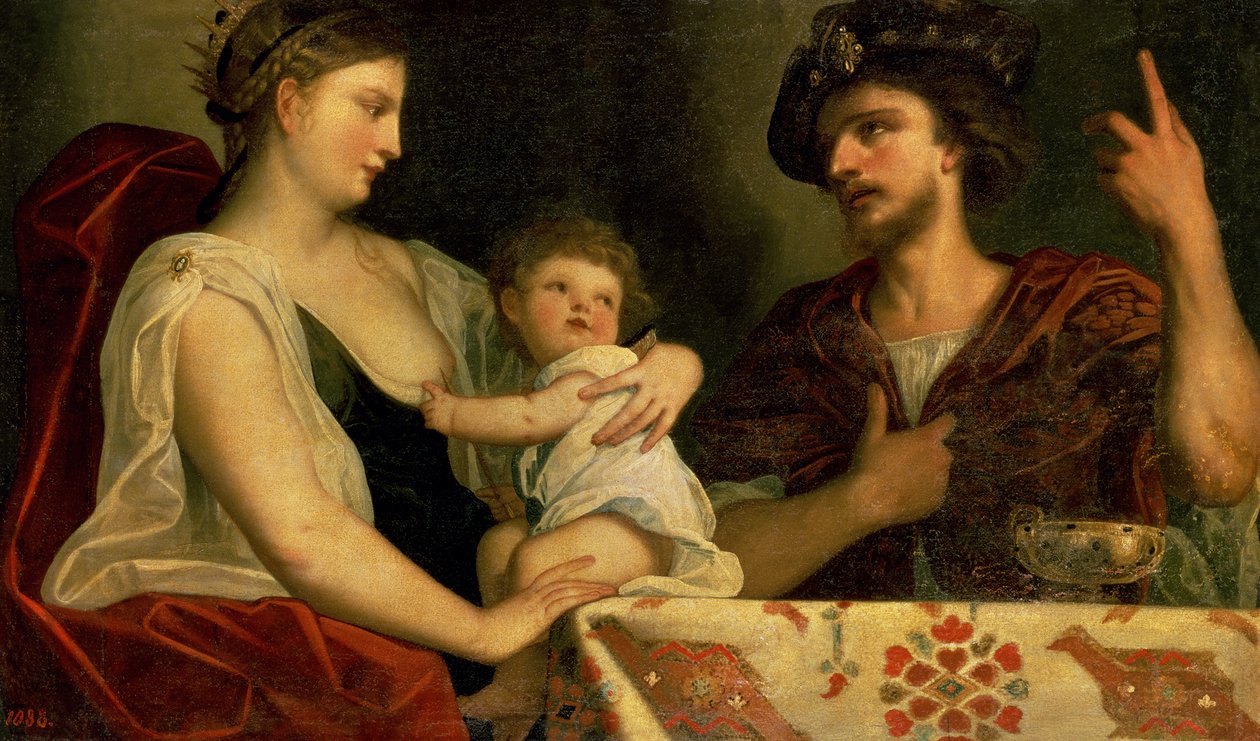 Eumenes (ca. 362-316 f.Kr.) og Roxana (d.c. 310 f.Kr.) af Alessandro Padovanino