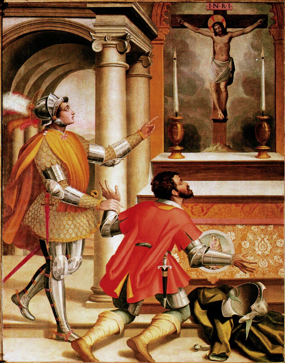San Giovanni Gualberto og morderen på sin bror foran korsfæstelsen i San Miniato af Alessandro Pieroni