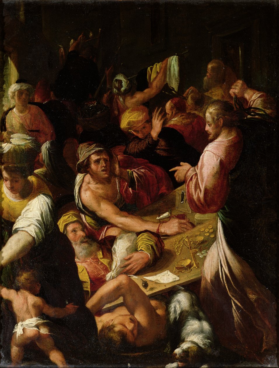 Jesus jager købmændene ud af templet af Alessandro di Vincenzio Fei