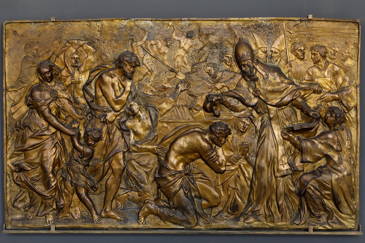 Pave Liberius døber neofyterne af Alessandro Algardi