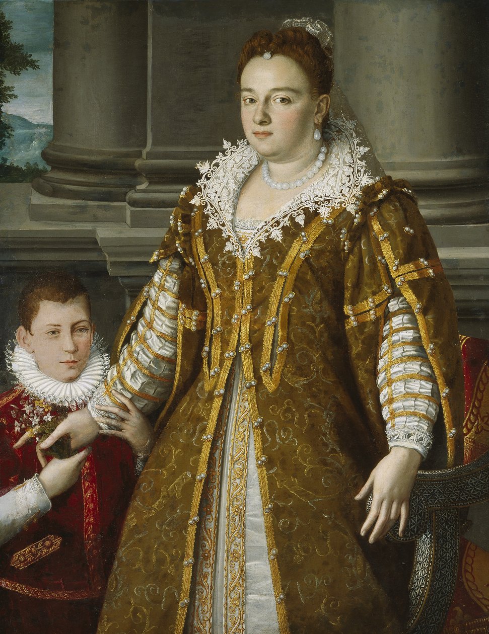Portrait of Grand Duchess Bianca Capello de Medici with Her Son, c.1580-1614dani af Alessandro Allori