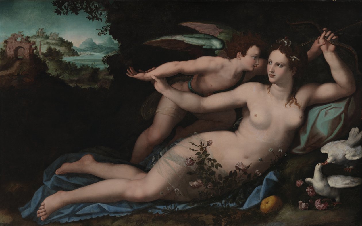Venus afvæbner Amor af Alessandro Allori