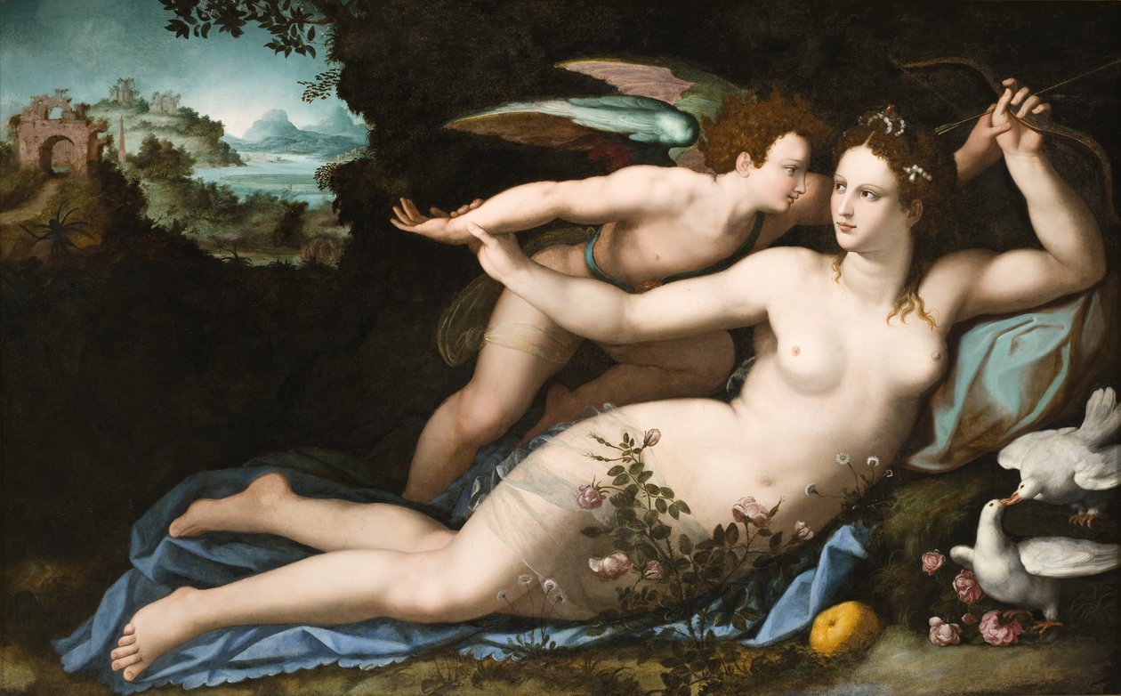 Venus afvæbner Amor af Alessandro Allori