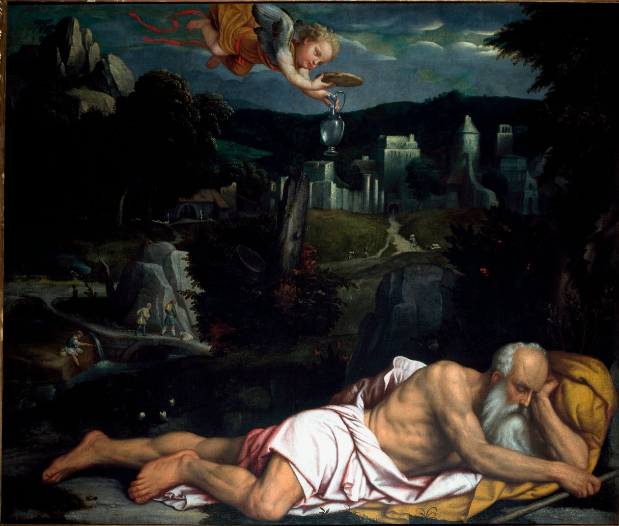 Elie sover Maleri af Alessandro Bonvicino dit il Moretto (1498-1554) Old Cathedral, Brescia af Alessandro Bonvicino Moretto