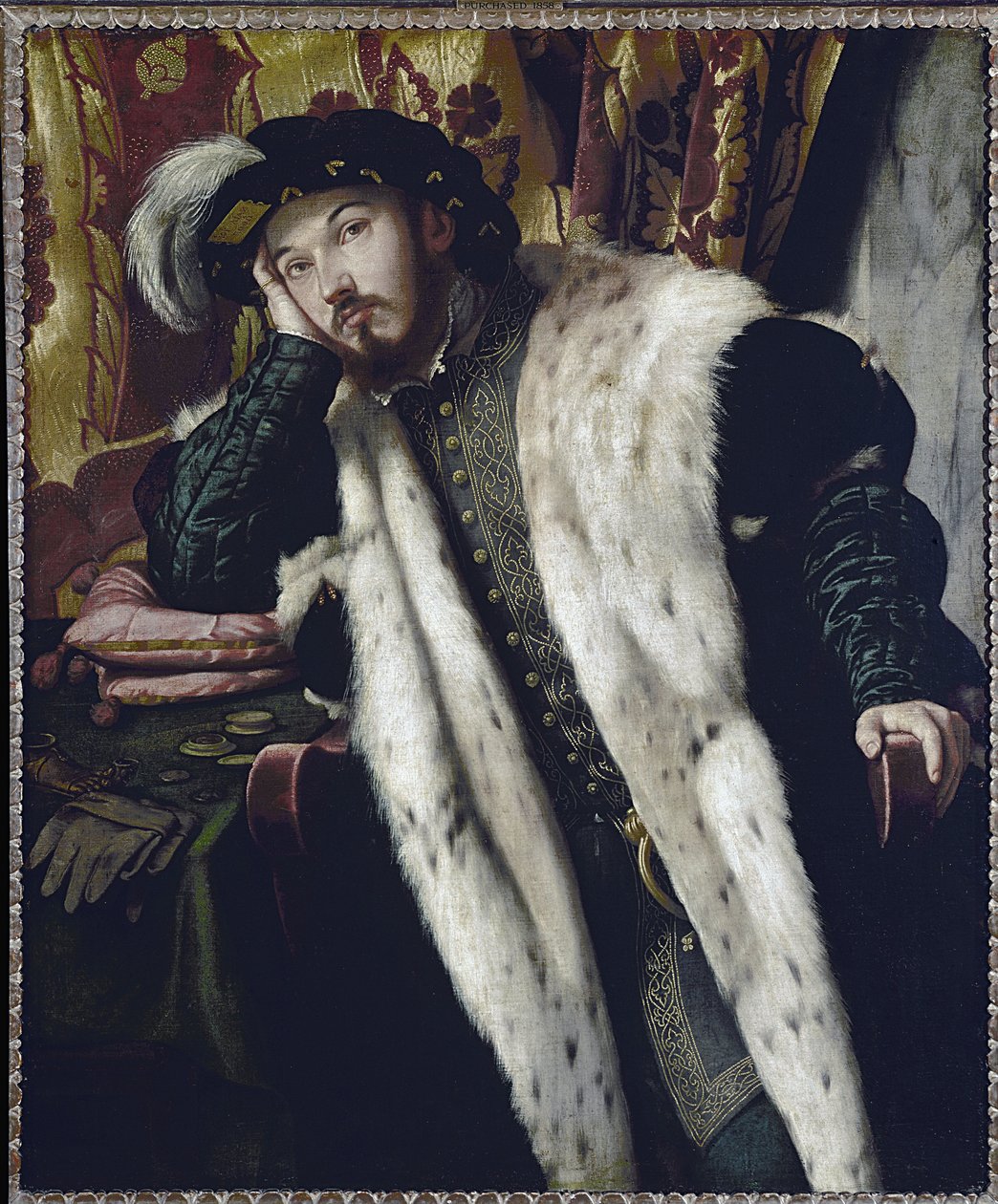 Portræt af greven Cesareso (olie på lærred af Alessandro Bonvicino Moretto