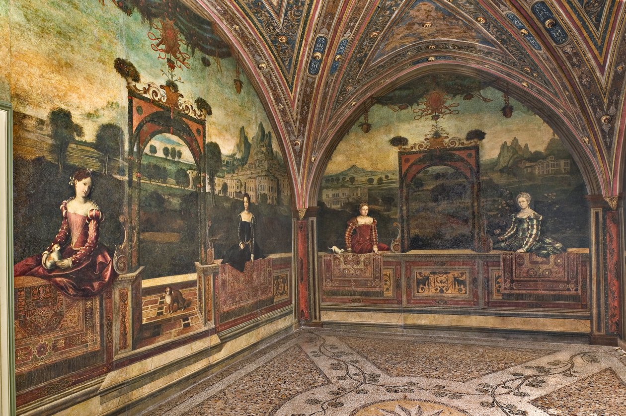 Small Room of the Noble Ladies (olie på lærred limet til væggene) af Alessandro Bonvicino Moretto