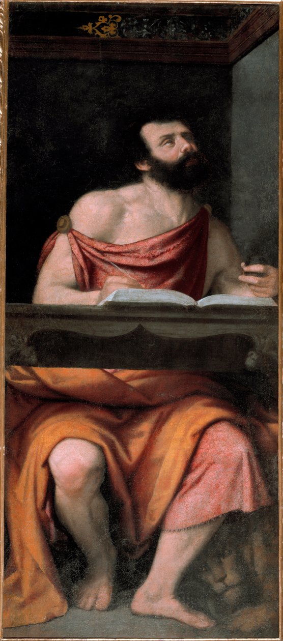 St Mark the Evangelist (olie på lærred af Alessandro Bonvicino Moretto