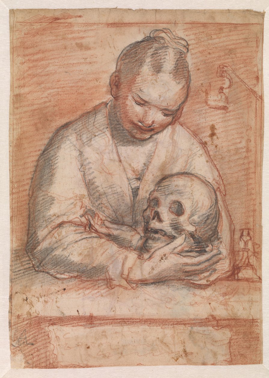 St Mary Magdalen med et kranium i armene af Alessandro Casolani