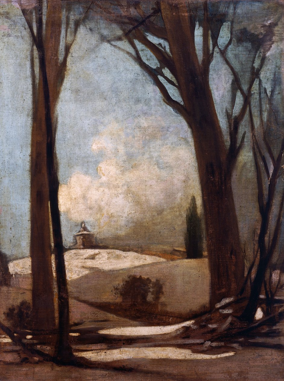 Snelandskab med San Luca, maleri af Alessandro Guardassoni (1819-1888), Italien af Alessandro Guardassoni
