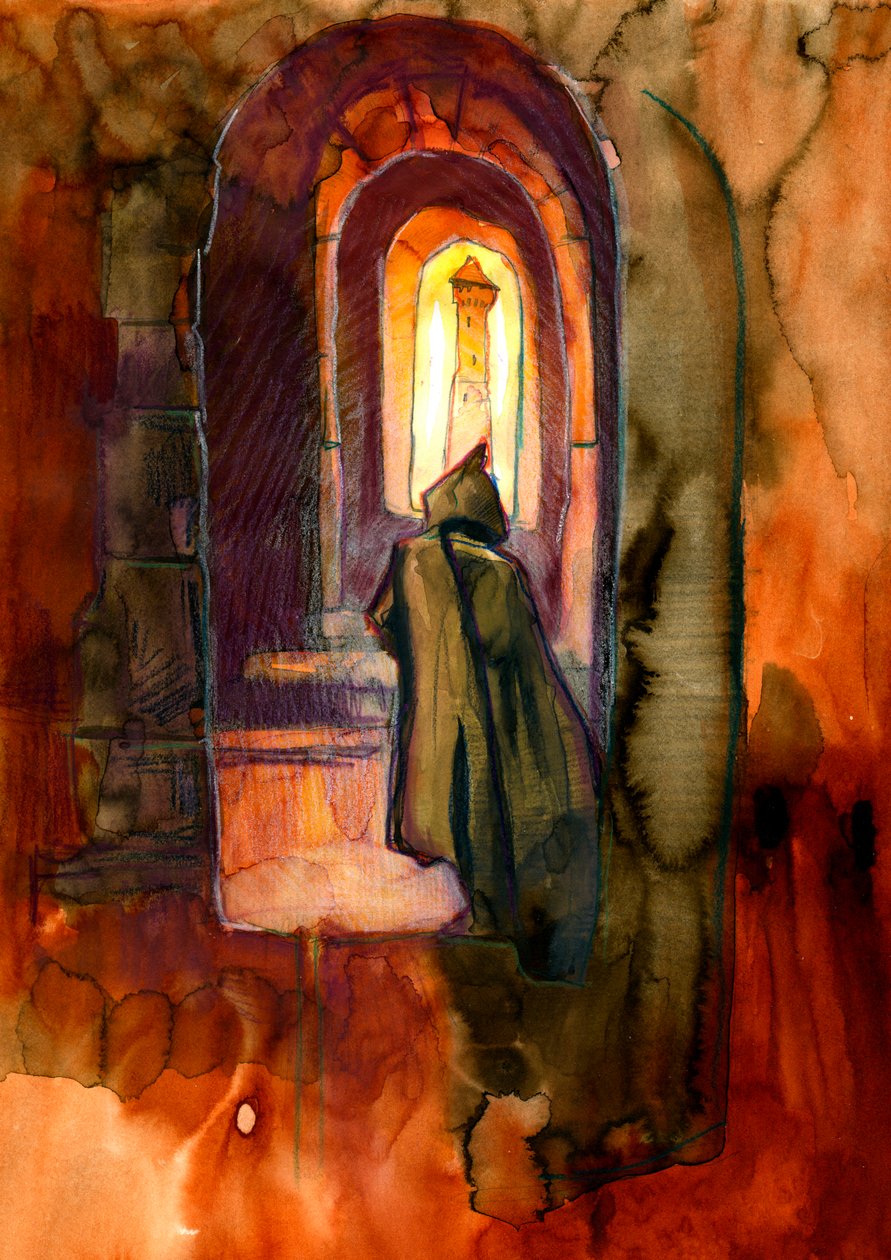 En munk i et hjemsøgt slot Illustration af Alessandro Lonati af Alessandro Lonati