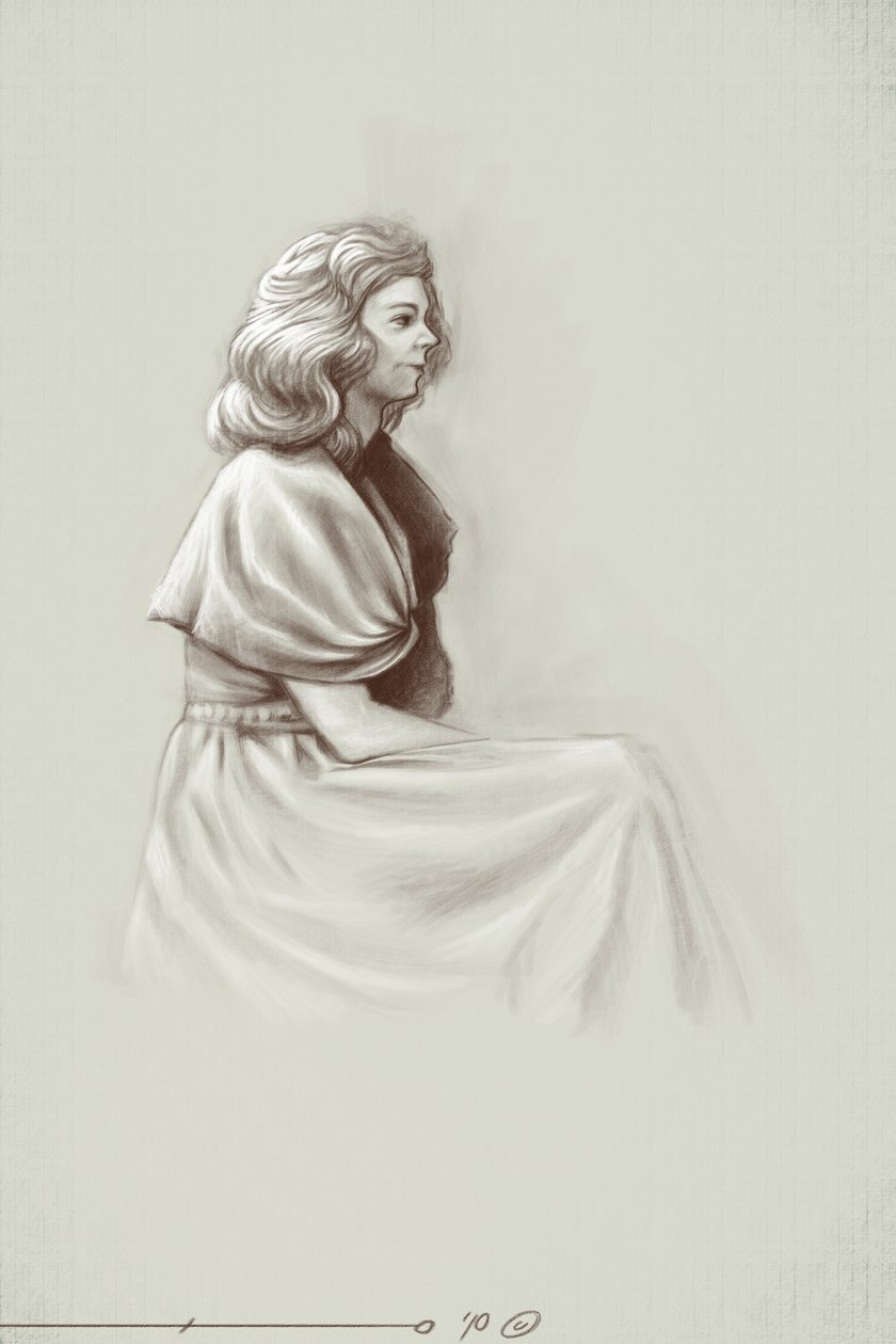 En ung kvinde, der levede under det første imperium, begyndelsen af det 19. århundrede. Illustration af Alessandro Lonati. 2010 af Alessandro Lonati