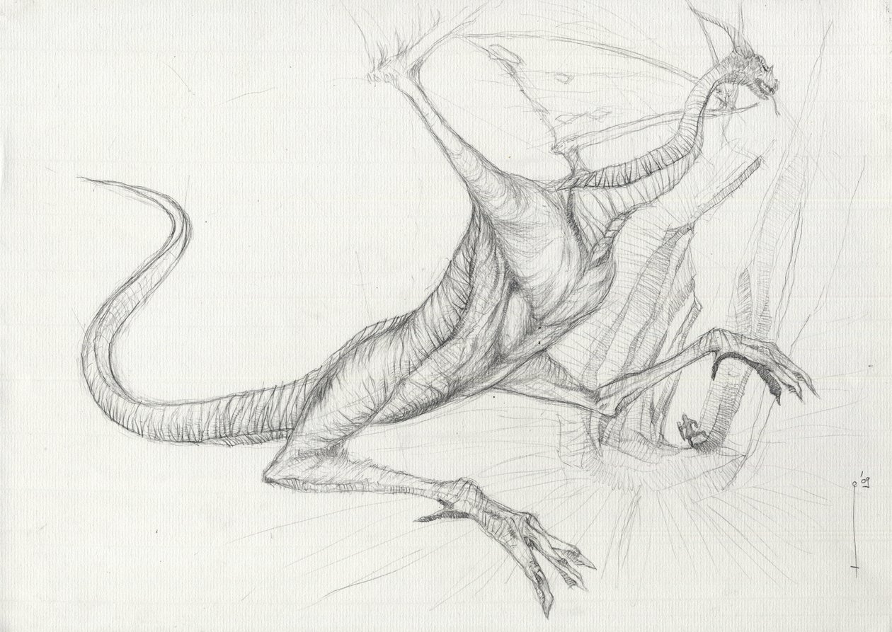 Fantastic Creature: A Dragon Pencil Sketch af Alessandro Lonati af Alessandro Lonati