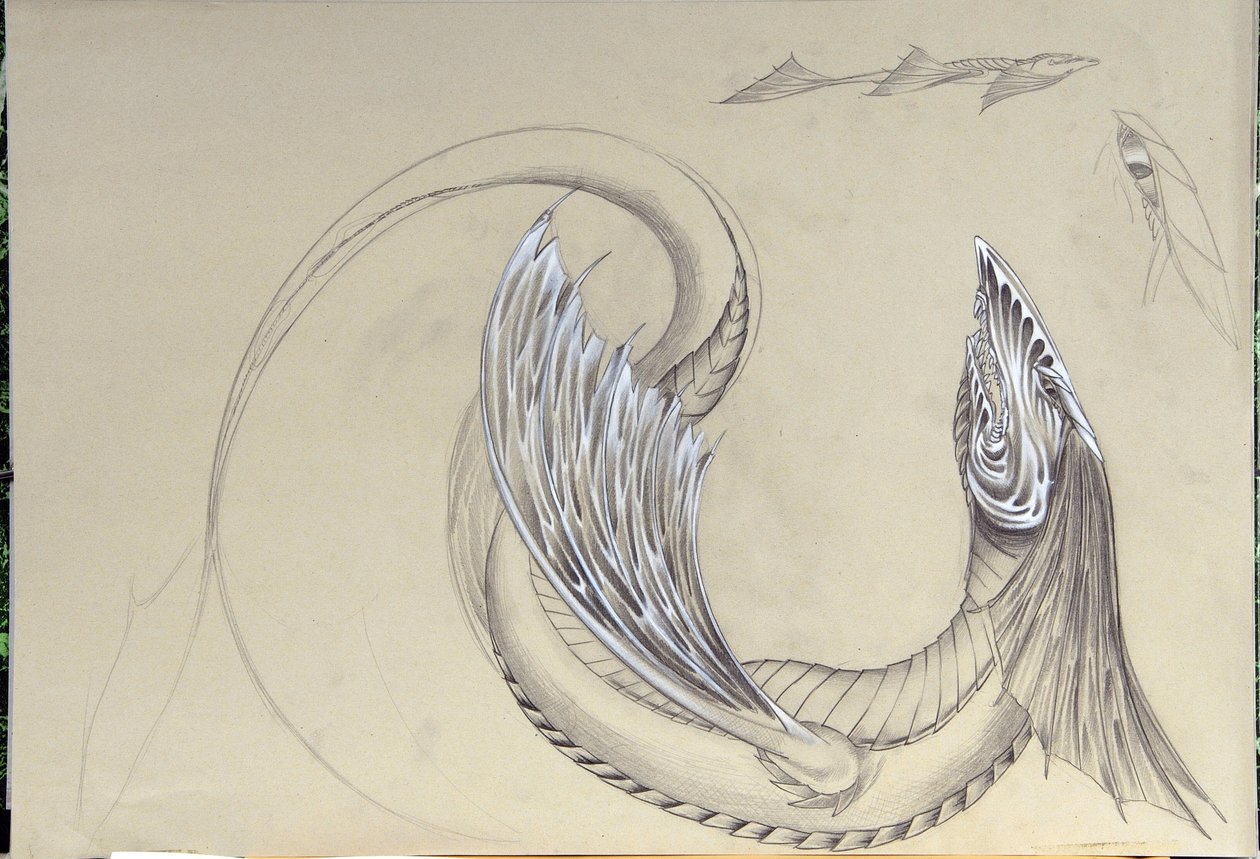 Fantastisk væsen: Sea Dragon. Skitse af Alessandro Lonati af Alessandro Lonati
