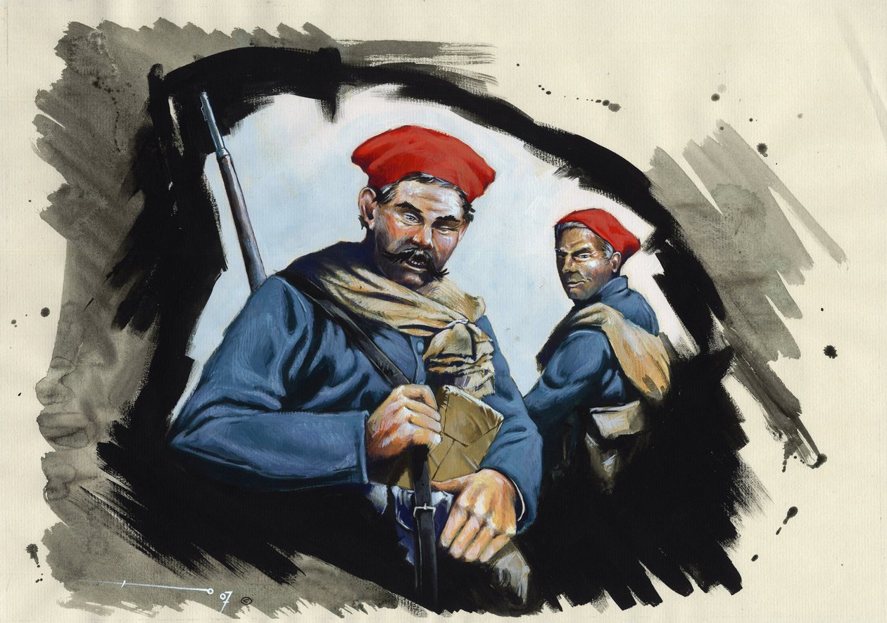 Første Verdenskrig 1914-1918: Algeriske soldater fra den franske hær i en skyttegrav af Alessandro Lonati