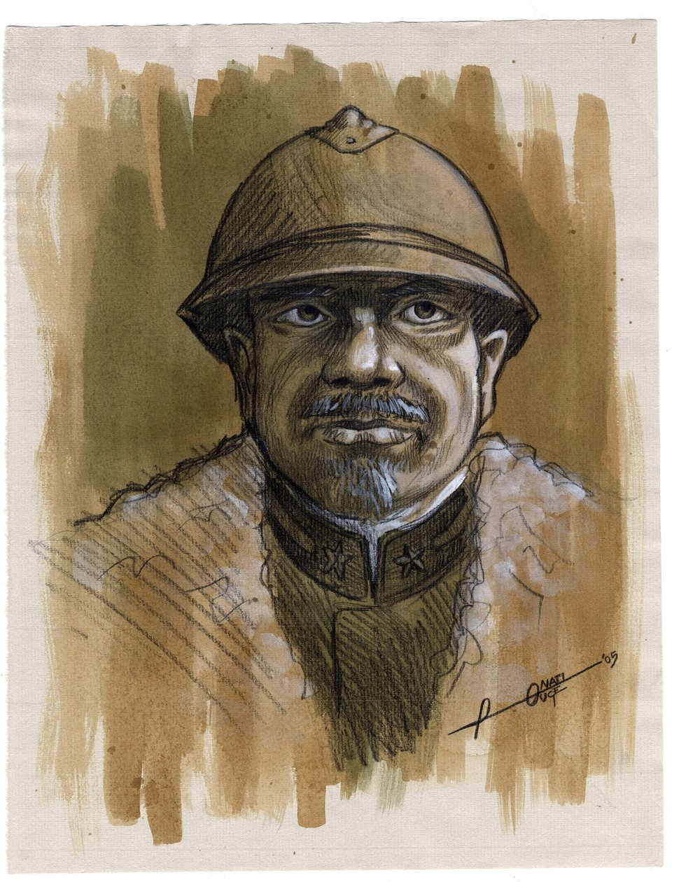 Første Verdenskrig 1914-1918: portræt af en soldat fra den italienske hær i 1915. Tegning af Alessandro Lonati af Alessandro Lonati